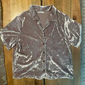 Marine Layer Velvet Shirt in Soft Pink